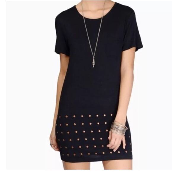 Tobi Navy Studded Short Sleeve T-shirt Mini Dress M - Picture 2 of 5